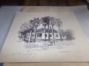Samuel Williams House Print Galveston Texas Army Congressman signed Emil Bunjes - Picture 1 of 11