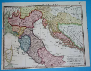 1816 ORIGINAL MAP ITALY CROATIA BOSNIA SLOVENIA LOMBARDY VENICE TUSCANY ROME - Picture 1 of 7