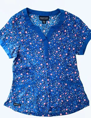 Camisa Médica Rampage Para Mujer Talla XS Azul Estampado Floral Foto 1 de 4