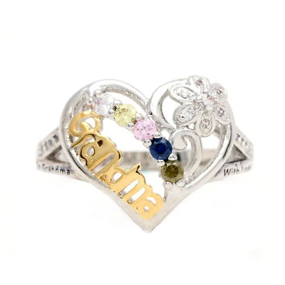 Anillo Corazón para Abuela Inscrito a Abuela Con Amor Chapado Cz Jengibre Ly... Foto 1 de 4