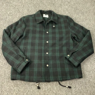 Chaqueta Topman Para Hombre Grande Verde Reloj Negro Mezcla de Lana a Cuadros Forro Acolchado a Presión Foto 1 de 4