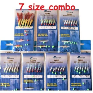 Combo de 7 tamaños Sabiki Bait Rigs 6 ganchos señuelos de agua salada TAMAÑO: 2,4,6,8,10,12 y 14 - Imagen 1 de 1