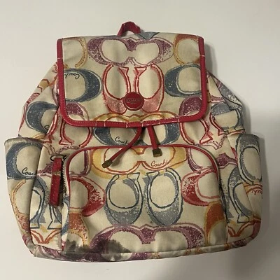 Coach Backpack Signature Scribble Poppy Canvas Hot Pink A1376-F21962 Logo Womens - Изображение 1 из 4