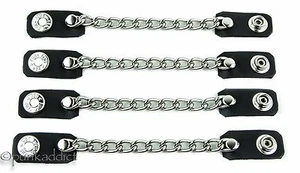 Vest Extender Extension Single Row Chain Biker MC Jacket Motorcycle Snap-4pc - Picture 1 of 7