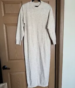 ASOS Maternity Midi Knit Dress Beige With Slit Womens Size 4 - Picture 1 of 6