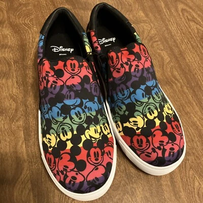 Torrid Disney Mickey Head Rainbow Zapatillas Sin Cordones, Talla 12, Negras, NUEVAS (105) Foto 1 de 4