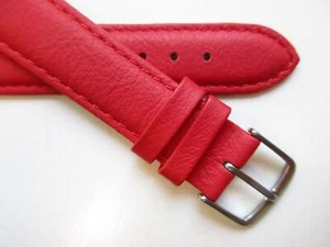 Fuchsia red plain 17 MM leather watch band strap - Picture 1 of 6