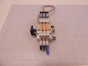 LOT OF 3 KOGANEI F10T1-PS SOLENOID VALVES W/ MANIFOLD T83415 - Picture 1 of 5