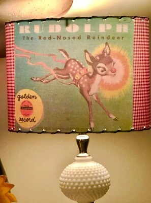 Винтажные изображения Рудольф красный нос олень абажур США ручной работы коттедж - Изображение 1 из 2