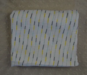 Peek A Boo Yellow White Gray Stripes Baby Swaddle Blanket Muslin Organic Cotton - Picture 1 of 7