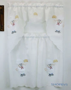 Chef Jacquard Kitchen Curtain with Swag and Tier Set 36 in - Picture 1 of 3