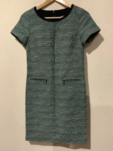 Jigsaw Short Sleeved Green/light silver/blac Ribbed Textured Dress Size 8 - Picture 1 of 12
