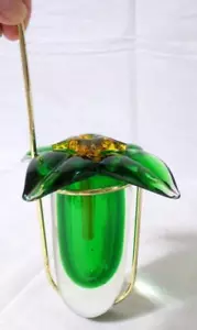 Vaso Vintage Murano Sommerso Mandruzzato Arte Vetro 3 Pezzi Bocciola Appeso - Foto 1 di 8