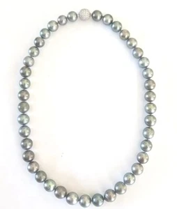 Tahiti Perlen Kette, schöne runde grau gruene Perlen ! 43 cm Länge - Bild 1 von 13