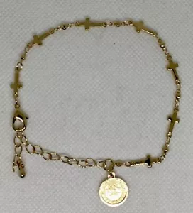 Bracelet Pulsera St Benedict San Benito14k Gold Plated One Decade Rosary Rosario - Picture 1 of 4