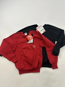 Tultex Sweatshirt Youth Kids Large 7 Red Black Raglan Pullover USA Made Lot Of 2 - Picture 1 of 7