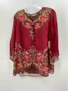 Pre-Owned JM Collection Red Size Large Blouse - Picture 1 of 3