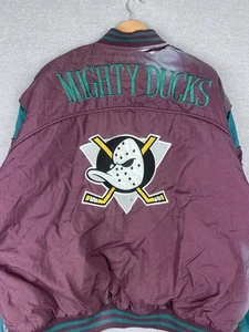 VTG 90s NHL Nutmeg By Campri Anaheim Mighty Ducks Pullover Jacket Sz XL FLAWS - Picture 1 of 11