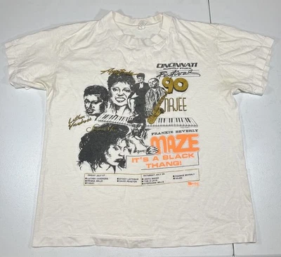vtg SINGLE STITCH Luther Vandross Anita Baker rap r&b concert tour shirt L white - Image 1 of 4