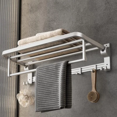 24 Inch Towel Rack with Towel Bar Holder Foldable Towel Shelf with Movable Ho... - Image 1 of 4