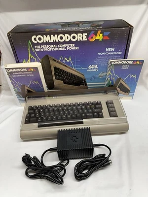 Vtg Commodor 64 Computer Parts Repair  (No Power) Manuals Power Supply & Box - Image 1 of 4