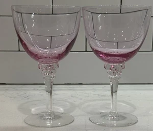 Vintage Wistoria Pink (Stiel 17501) von TIFFIN-FRANCISCAN 2er Set Wasserkelche NEUWERTIG - Bild 1 von 3