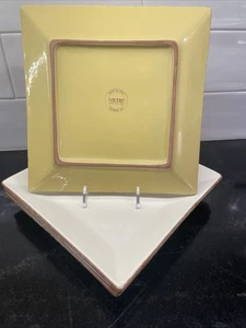 Set/4 VIETRI Cucina Fresca~8.5" Square Salad Plates~Cream/Saffron/ ~ITALY - Picture 1 of 5