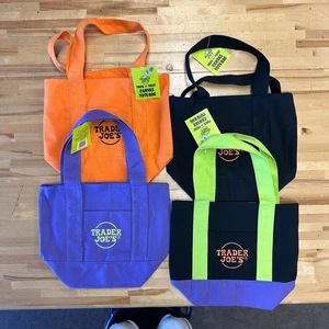 Trader Joe’s Trick-or-Treat Canvas Tote Bags Halloween Set of 4 Colors NWT - Picture 1 of 7