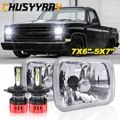 7x6" 5x7 LED Headlights Hi/Lo Lamps For 1981-1986 Chevrolet C10 C20 C30 - Image 1 of 4