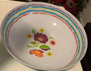 Longaberger Summer Lovin' Melamin Salat Servierschüssel 12" Durchmesser mit Gabel & Löffel - Bild 1 von 3