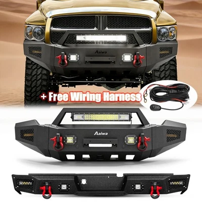 Aaiwa For 2003-2005 Dodge Ram 2500 3500 Front Rear Bumper W/Winch Plate & Wiring Foto 1 de 4