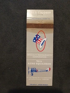 94th Aero Squadron St. Petersburg Clearwater Airport Vintage Matchbook Cover - Picture 1 of 2