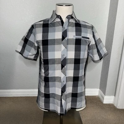 Smartwool Shirt Adult Medium Gray Wool Short Sleeve Checker Button Up Down Small - Image 1 of 4