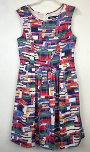 Art to Wear Sheath Dress Womens 8 Maximalist Colorful Pockets Office Career Read - Picture 1 of 10