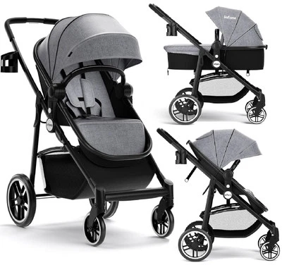 Cochecito 2 En 1 Carriola y Moisés Para Bebe Recien Nacido Gris 0 a 1 Año Oferta Foto 1 de 4