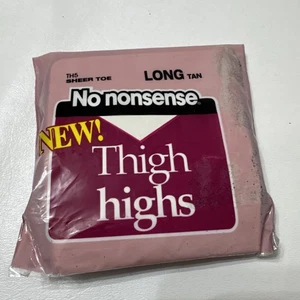 No Nonsense Thigh High Stockings Size Long TH5 Tan Long Sheer Toe USA - Picture 1 of 7