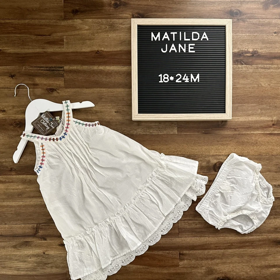 Vestido bordado branco novo com etiquetas Matilda Jane Brilliant Daydream Dreamy Day 18/24M  - Imagem 1 de 4