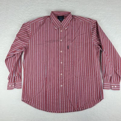 Camisa Faconnable Cambray Para Hombres XL Rojo Azul Vestido a Rayas Con Botones Foto 1 de 4