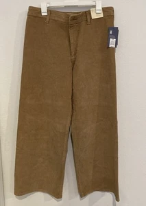 WOMEN’S HIGH-RISE CORDUROY SAILOR WIDE LEG ANKLE JEANS-UNIVERSAL THREAD BROWN 12 - Picture 1 of 3