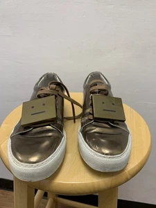 Acne Studios Adriana Gold Metallic Face Sneaker Lace Up Shoes Size 37 - Picture 1 of 10
