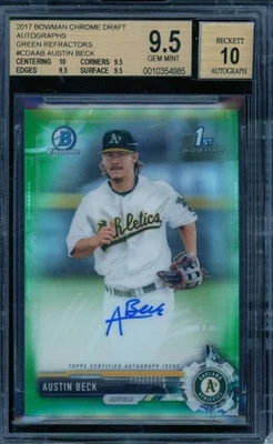 Austin Beck Rookie 2017 Bowman Chrome Draft Autographs Green Ref #Cdaab BGS 9.5 - Image 1 of 2