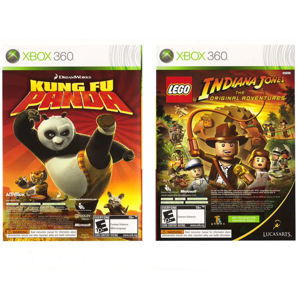LEGO Indiana Jones and Kung Fu Panda Dual Pack (Microsoft Xbox 360, 2008) - Image 1 of 1