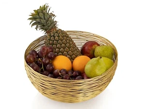 Obstkorb ø 30 cm H 13 cm Brotkorb Obstschale Metall rund silber o. gold dollce M - Bild 1 von 20