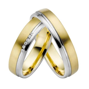Wedding Rauschmayer 50853 IN 585 White And Yellow Gold With Brill 0.035 CT W/ Si - Picture 1 of 2