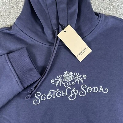 NWT Scotch & Soda Men’s Medium Purple French Terry Fleece Logo Hoodie Sweatshirt - Image 1 of 4