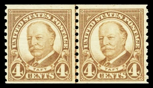 Scott 687 1930 4c Brown Taft Coil Issue Mint Joint Line Pair F-VF OG NH Cat $22 - Picture 1 of 1