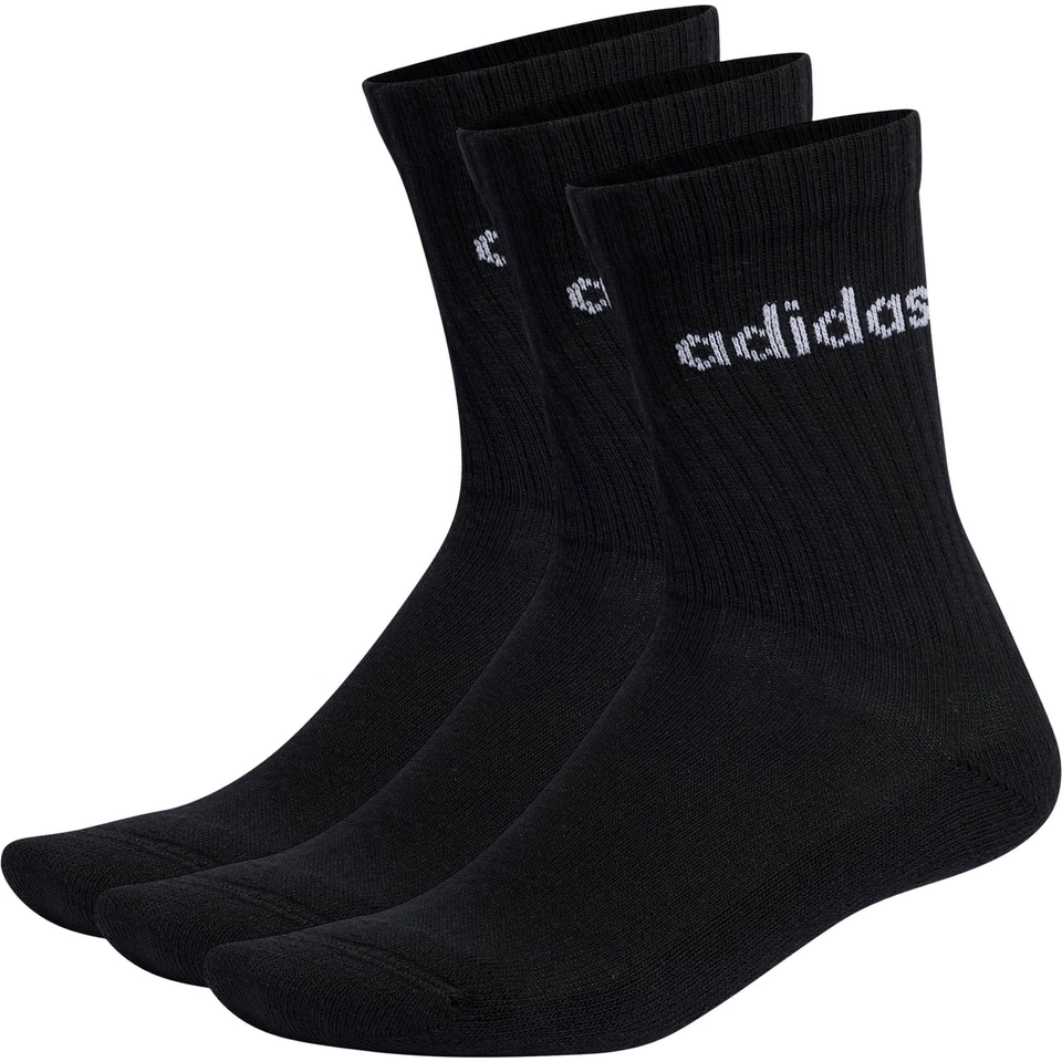 Paquete de 3 calcetines de entrenamiento Adidas lineales acolchados negros gimnasio entrenamiento fitness Foto 1 de 1