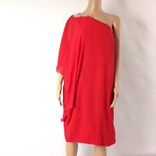 F5 Womens Dress Shift Knee Length One Shoulder Embellished Red Size L Party New