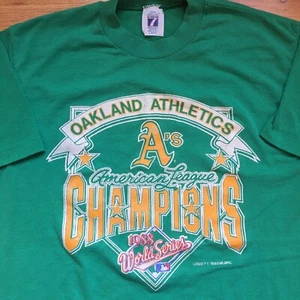 Oakland Athletics Vtg Shirt A's 1988 Champions AL World Series Logo 7 sz L - Picture 1 of 4