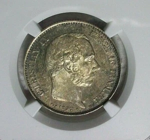 1897 HC-VBP DENMARK CHRISTIAN IX SILVER 2 KRONER NGC MS-62 KM798.2 31mm. - Picture 1 of 6